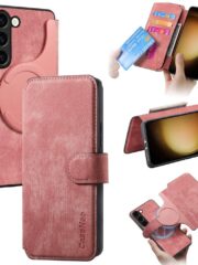 CASENEO For Samsung Galaxy S23 Magnetic Case Detachable Wallet Leather Phone Flip Cover Pink Samsung Galaxy S23 by The Case Factory