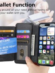 CASENEO For iPhone 16 Case Magnetic Detachable Zipper Wallet Leather Flip Phone Cover by The Case Factory