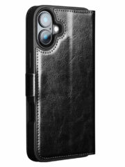 QIALINO For iPhone 16 Plus Case Genuine Cow Leather Wallet Magnetic Closure Phone Cover by The Case Factory