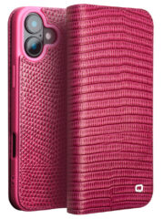 QIALINO For iPhone 16 Plus Wallet Case Crocodile Texture Genuine Cow Leather Anti-Drop Phone Cover As Shown iPhone 16 Plus by The Case Factory