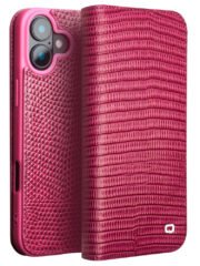 QIALINO For iPhone 16 Wallet Case Crocodile Texture Genuine Cow Leather Anti-Drop Phone Cover As Shown iPhone 16 by The Case Factory