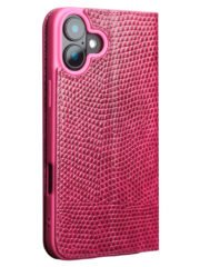 QIALINO For iPhone 16 Wallet Case Crocodile Texture Genuine Cow Leather Anti-Drop Phone Cover by The Case Factory