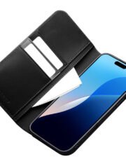 QIALINO For iPhone 16 Pro Max Stand Case Anti-Drop Genuine Cow Leather Wallet Phone Cover by The Case Factory