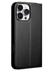 QIALINO For iPhone 16 Pro Stand Case Anti-Drop Genuine Cow Leather Wallet Phone Cover by The Case Factory