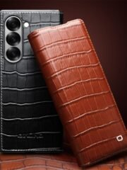 QIALINO For Samsung Galaxy Z Fold6 Case Crocodile Texture Genuine Leather Flip Phone Cover by The Case Factory