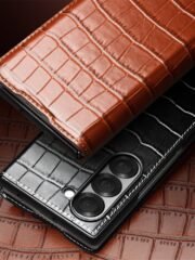 QIALINO For Samsung Galaxy Z Fold6 Case Crocodile Texture Genuine Leather Flip Phone Cover by The Case Factory