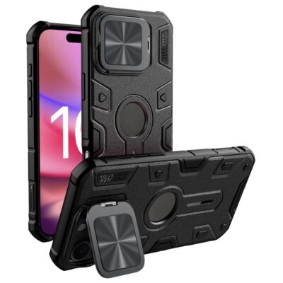 NILLKIN Camshield Armor Prop Case for iPhone 16 Pro Max Camera Lid Cover | Compatible with MagSafe Black iPhone 16 Pro Max by The Case Factory