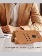 NILLKIN Qin Prop Series for iPhone 16 Leather Case Lens Kickstand Phone Cover by The Case Factory