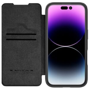NILLKIN Qin Prop Series for iPhone 16 Leather Case Lens Kickstand Phone Cover by The Case Factory