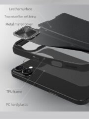 NILLKIN Qin Prop Series for iPhone 16 Leather Case Lens Kickstand Phone Cover by The Case Factory