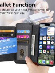 CASENEO For iPhone 16 Plus Case Magnetic Detachable Zipper Wallet Leather Flip Phone Cover by The Case Factory