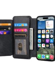 CASENEO For iPhone 16 Pro Case Magnetic Detachable Zipper Wallet Leather Flip Phone Cover by The Case Factory