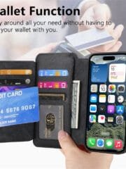 CASENEO For iPhone 16 Pro Max Case Magnetic Detachable Zipper Wallet Leather Flip Phone Cover by The Case Factory