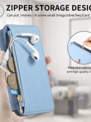 CASENEO For iPhone 16 Plus Case Cross Texture Leather Detachable Zipper Wallet Magnetic Phone Cover by The Case Factory