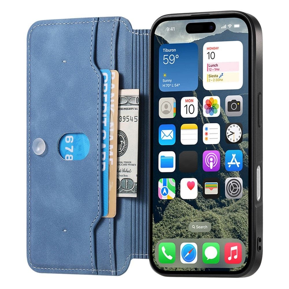 CASENEO For iPhone 16 Plus Case Cross Texture Leather Detachable Zipper Wallet Magnetic Phone Cover by The Case Factory