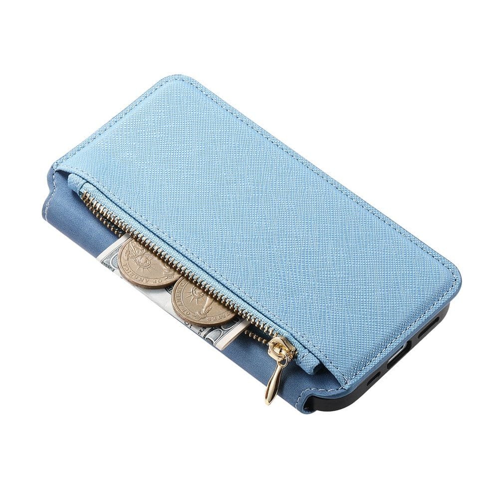 CASENEO For iPhone 16 Plus Case Cross Texture Leather Detachable Zipper Wallet Magnetic Phone Cover by The Case Factory