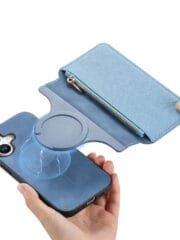 CASENEO For iPhone 16 Case Cross Texture Leather Detachable Zipper Wallet Magnetic Phone Cover by The Case Factory