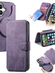 CASENEO MW-03 For iPhone 16 Plus Case Magnetic Detachable Wallet Leather Flip Phone Cover Purple iPhone 16 Plus by The Case Factory