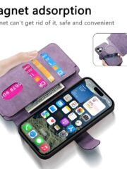 CASENEO MW-03 For iPhone 16 Plus Case Magnetic Detachable Wallet Leather Flip Phone Cover by The Case Factory