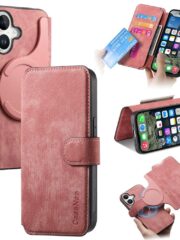 CASENEO MW-03 For iPhone 16 Plus Case Magnetic Detachable Wallet Leather Flip Phone Cover Pink iPhone 16 Plus by The Case Factory