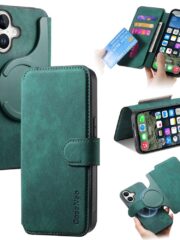 CASENEO MW-03 For iPhone 16 Plus Case Magnetic Detachable Wallet Leather Flip Phone Cover Green iPhone 16 Plus by The Case Factory