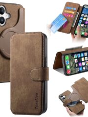 CASENEO MW-03 For iPhone 16 Plus Case Magnetic Detachable Wallet Leather Flip Phone Cover Brown iPhone 16 Plus by The Case Factory