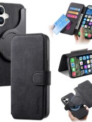 CASENEO MW-03 For iPhone 16 Plus Case Magnetic Detachable Wallet Leather Flip Phone Cover Black iPhone 16 Plus by The Case Factory