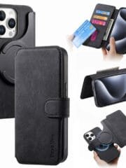 CASENEO MW-03 For iPhone 16 Pro Case Magnetic Detachable Wallet Leather Flip Phone Cover Black iPhone 16 Pro by The Case Factory