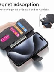 CASENEO MW-03 For iPhone 16 Pro Case Magnetic Detachable Wallet Leather Flip Phone Cover by The Case Factory