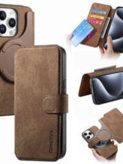 CASENEO MW-03 For iPhone 16 Pro Case Magnetic Detachable Wallet Leather Flip Phone Cover Brown iPhone 16 Pro by The Case Factory