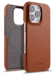 MELKCO For iPhone 16 Pro Case Waxy Genuine Cow Leather Phone Cover | Compatible with MagSafe Brown iPhone 16 Pro by The Case Factory