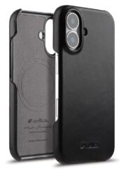MELKCO For iPhone 16 Plus Case Waxy Genuine Cow Leather Phone Cover | Compatible with MagSafe Black iPhone 16 Plus by The Case Factory