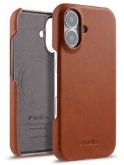 MELKCO For iPhone 16 Plus Case Waxy Genuine Cow Leather Phone Cover | Compatible with MagSafe Brown iPhone 16 Plus by The Case Factory