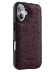 MELKCO For iPhone 16 Case Genuine Cow Leather Coated Phone Cover Purple iPhone 16 by The Case Factory