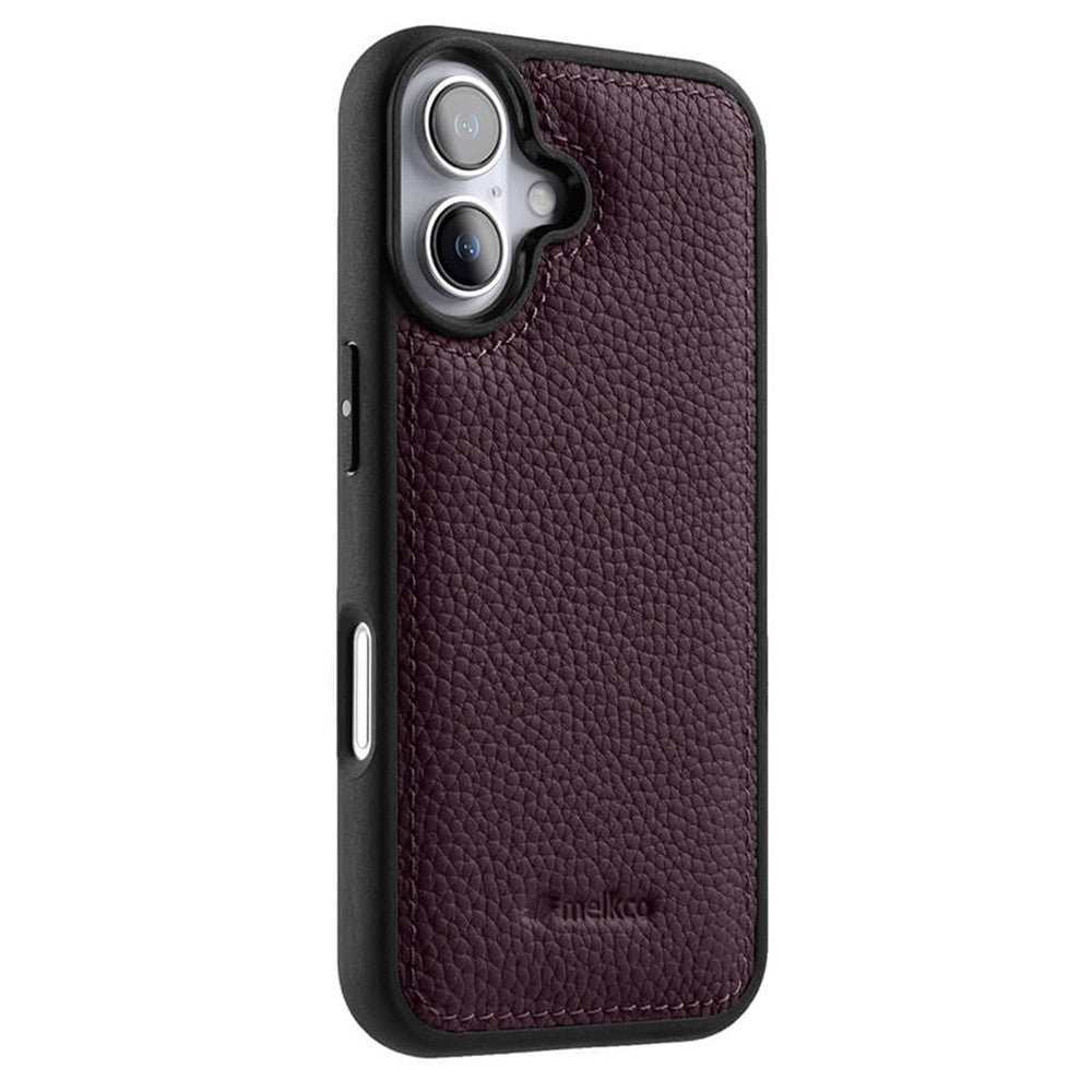 MELKCO For iPhone 16 Case Genuine Cow Leather Coated Phone Cover Purple iPhone 16 by The Case Factory