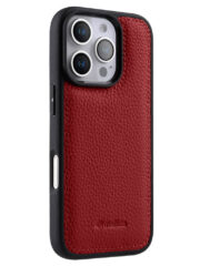 MELKCO For iPhone 16 Pro Case Genuine Cow Leather Coated Phone Cover Red iPhone 16 Pro by The Case Factory