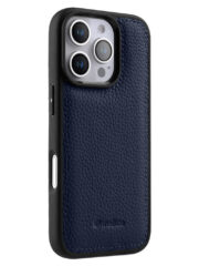 MELKCO For iPhone 16 Pro Case Genuine Cow Leather Coated Phone Cover Dark Blue iPhone 16 Pro by The Case Factory