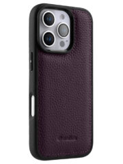 MELKCO For iPhone 16 Pro Case Genuine Cow Leather Coated Phone Cover Purple iPhone 16 Pro by The Case Factory