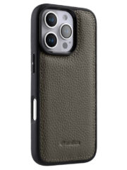 MELKCO For iPhone 16 Pro Max Case Genuine Cow Leather Coated Phone Cover Grey iPhone 16 Pro Max by The Case Factory