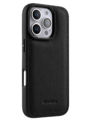 MELKCO For iPhone 16 Pro Max Case Genuine Cow Leather Coated Phone Cover Black iPhone 16 Pro Max by The Case Factory