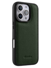 MELKCO For iPhone 16 Pro Max Case Genuine Cow Leather Coated Phone Cover Green iPhone 16 Pro Max by The Case Factory
