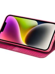 QIALINO for iPhone 14 Plus Case Scratch Resistant Wallet Stand Crocodile Texture Genuine Leather Anti-Shock Phone Cover by The Case Factory