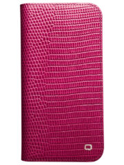 QIALINO for iPhone 14 Case Scratch Resistant Wallet Stand Crocodile Texture Genuine Leather Anti-Shock Phone Cover by The Case Factory