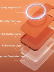 QIALINO for iPhone 14 Shockproof Case Magnetic Phone Genuine Leather Phone Cover by The Case Factory
