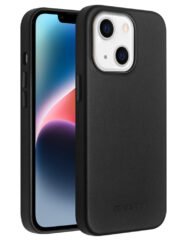 QIALINO for iPhone 14 Shockproof Case Magnetic Phone Genuine Leather Phone Cover Black iPhone 14 by The Case Factory
