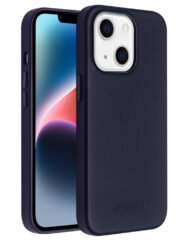 QIALINO for iPhone 14 Shockproof Case Magnetic Phone Genuine Leather Phone Cover Navy Blue iPhone 14 by The Case Factory