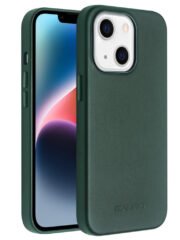 QIALINO for iPhone 14 Shockproof Case Magnetic Phone Genuine Leather Phone Cover Green iPhone 14 by The Case Factory