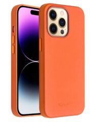 QIALINO for iPhone 14 Pro Max Case Magnetic Anti-Fall Genuine Leather Shockproof Phone Cover Orange iPhone 14 Pro Max by The Case Factory