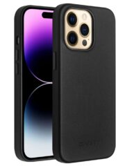 QIALINO for iPhone 14 Pro Max Case Magnetic Anti-Fall Genuine Leather Shockproof Phone Cover Black iPhone 14 Pro Max by The Case Factory