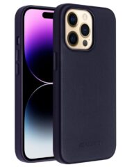 QIALINO for iPhone 14 Pro Max Case Magnetic Anti-Fall Genuine Leather Shockproof Phone Cover Navy Blue iPhone 14 Pro Max by The Case Factory